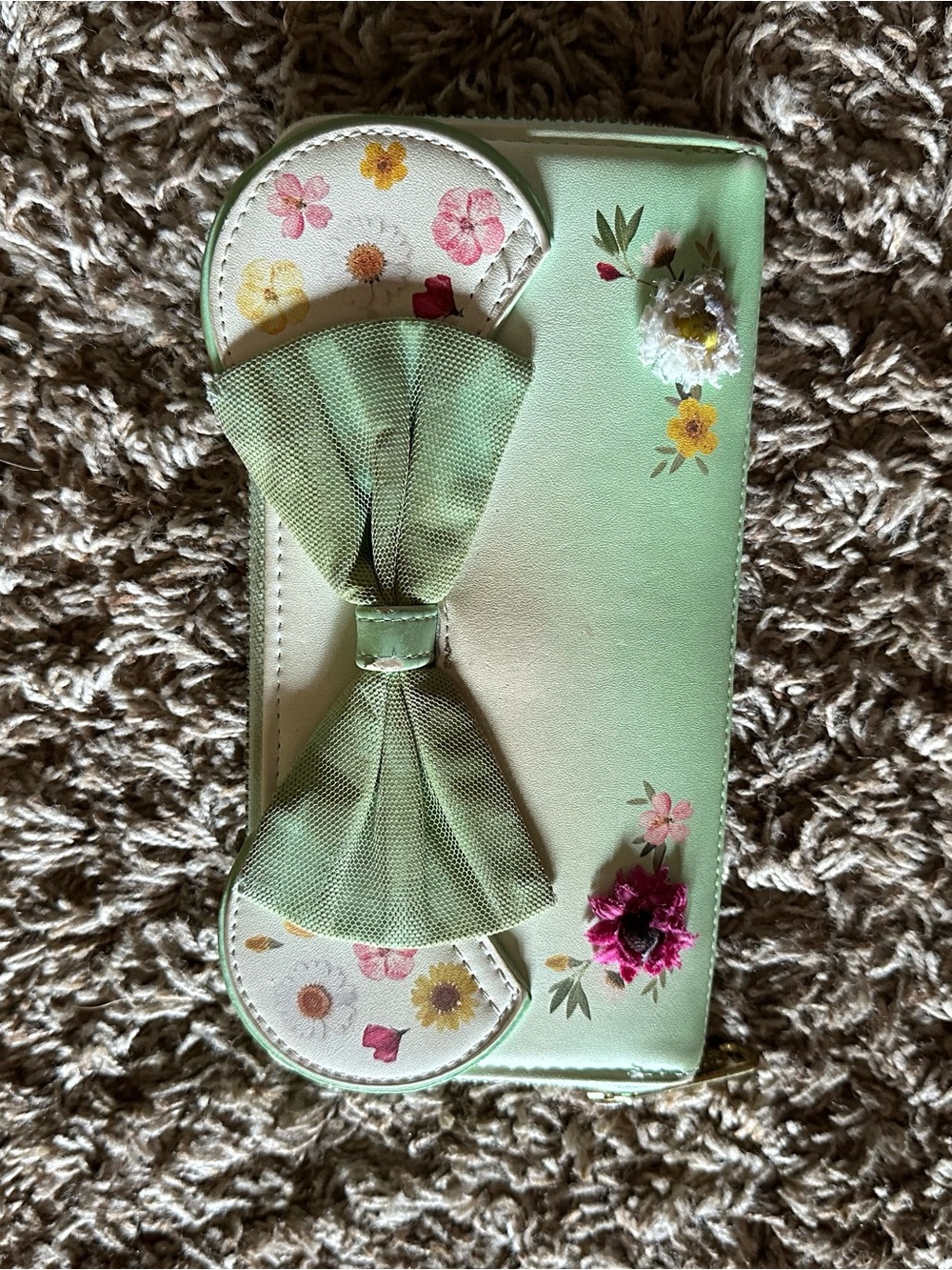 Loungefly Mint Green Floral Ear Mini Backpack with Matching Wallet - Picture 4 of 5